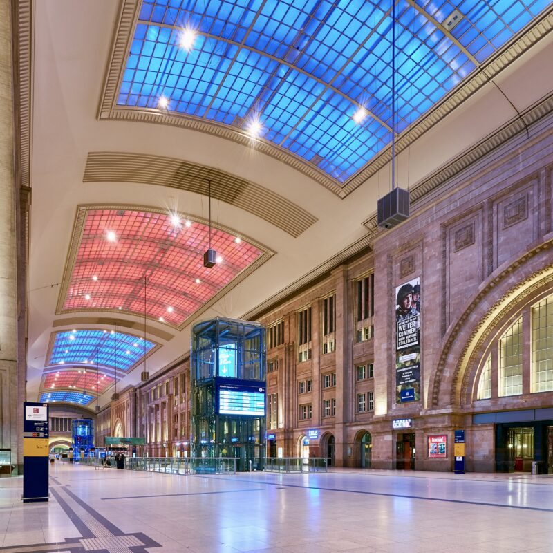 LED Leuchten im hauptbahnhof Leipzig